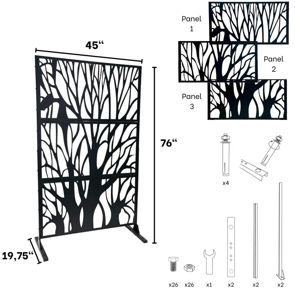metal screen divider tree